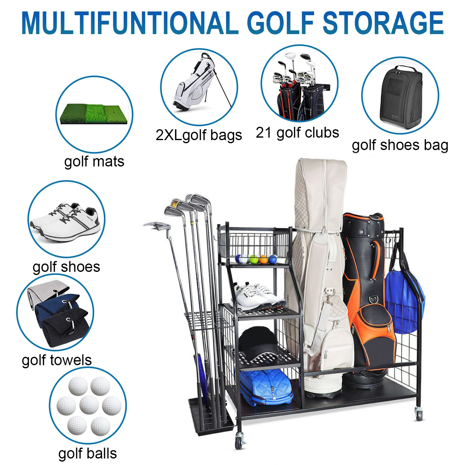 Golf Bag Storage Garage Organi – обзор и цена Sports Equipment Rack