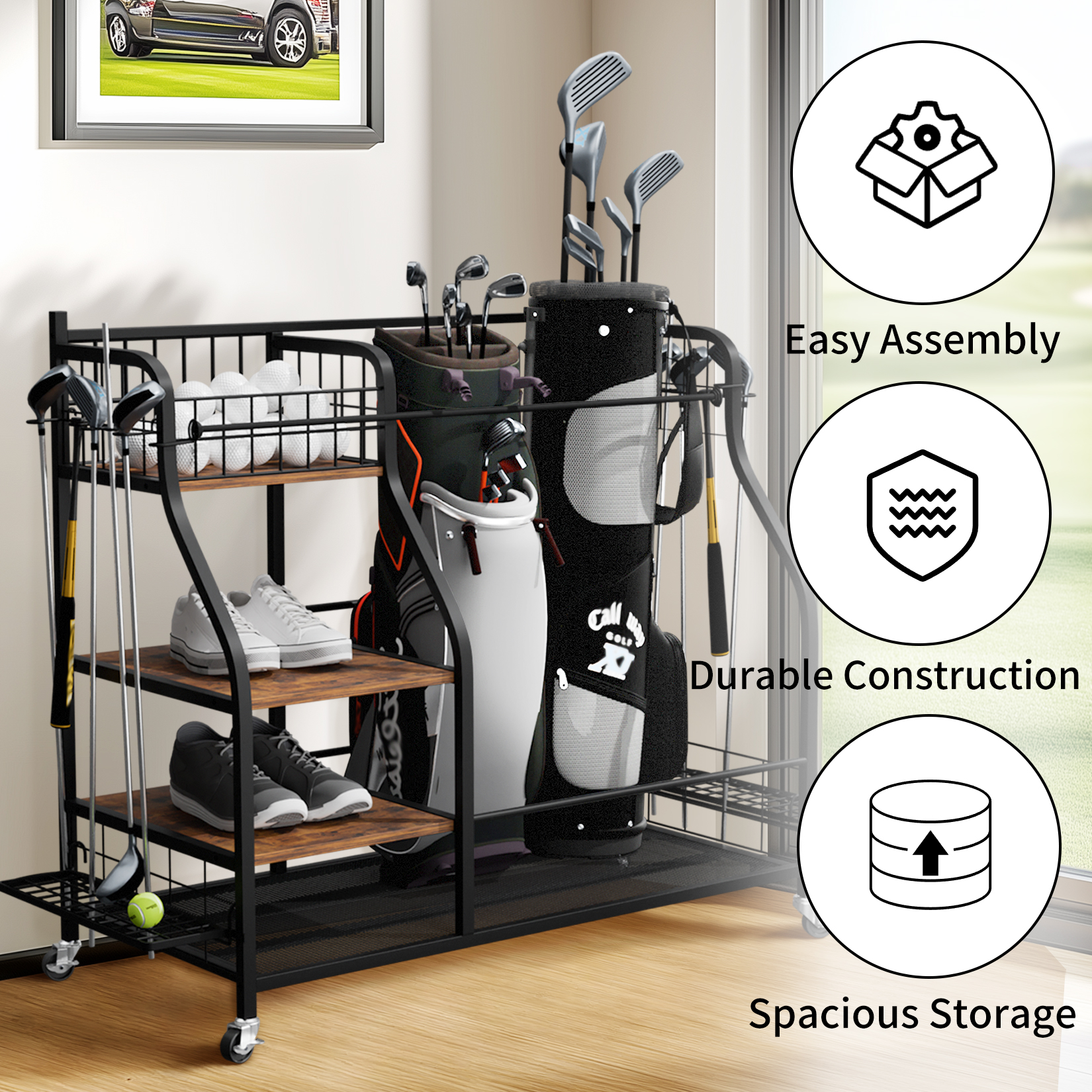 Multifunctional Rolling Golf B – обзор и цена Sports Equipment Rack